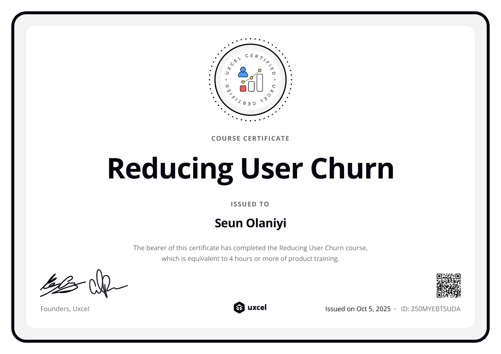 Seun Olaniyi's certificate